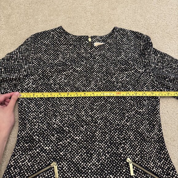 Michael Kors Fit & Flare Long Sleeve Speckled Mini Dress Size 12 Office Pockets - Picture 6 of 10